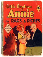 "LITTLE ORPHAN ANNIE IN RAGS TO RICHES/A FAST ACTION STORY."