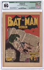 BATMAN #11 JUNE-JULY 1942 CGC QUALIFIED NG (COVERLESS).