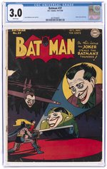 BATMAN #37 OCTOBER-NOVEMBER 1946 CGC 3.0 GOOD/VG.