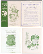 "JUNIOR G-MEN OF AMERICA MANUAL" AND PLEDGE CARD.