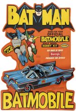 BATMAN LARGE & IMPRESSIVE 1966 BURRY'S COOKIES VACUFORM STORE DISPLAY WITH BATMOBILE AURORA MODEL KIT OFFER.