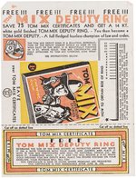 1933 TOM MIX DEPUTY GUM CO. PREMIUM RING HIGH GRADE & WITH WRAPPER (OVERSTREET COLLECTION).