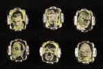 1960s UNIVERSAL MONSTERS FLICKER RING SET (GREEN COLOR VARIETY - OVERSTREET COLLECTION).