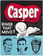 1960s CASPER THE FRIENDLY GHOST & PHANTOM OF THE OPERA FLICKER RING TRIO (COLOR VARIETIES) & RING VENDING PAPER (OVERSTREET COLLECTION).