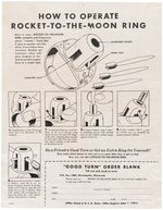 1951 KIX CEREAL HIGH GRADE ROCKET-TO-THE-MOON RING WITH GLOWING ROCKETS, INSTRUCTIONS & MAILER (OVERSTREET COLLECTION).