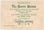 "THE GREEN HORNET G-J-M CLUB" CARD.