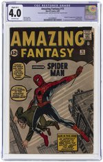 AMAZING FANTASY #15 AUGUST 1962 CGC RESTORED 4.0 SLIGHT (B-1) VG (FIRST SPIDER-MAN).