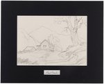 CARL BARKS "OLD OAK" CABIN SKETCH ORIGINAL ART.