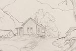 CARL BARKS "OLD OAK" CABIN SKETCH ORIGINAL ART.