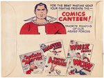 CAPTAIN MARVEL/FAWCETT COMICS RARE "COMICS CANTEEN!" WORLD WAR II MAILING ENVELOPE.