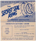 1951 CAPTAIN VIDEO SECRET SEAL RING (ONLY KNOWN OF THIS VARIETY) W/BOX & PAPER (OVERSTREET COLLECTION).