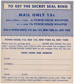 1951 CAPTAIN VIDEO SECRET SEAL RING (ONLY KNOWN OF THIS VARIETY) W/BOX & PAPER (OVERSTREET COLLECTION).