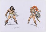 CONAN THE BARBARIAN & RED SONJA SPECIALTY ORIGINAL ART PAIR BY RAFAEL LÓPEZ ESPÍ.