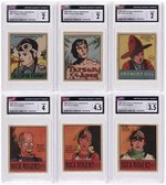 1936 CARTOON ADVENTURES COMPLETE STRIP CARD SET W/BUCK ROGERS & TARZAN CGC GRADED.