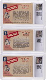 1959 FLEER THE THREE STOOGES NEAR COMPLETE MASTER CARD SET (98/99) CGC GRADED, PLUS WRAPPER.