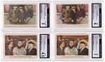 1959 FLEER THE THREE STOOGES NEAR COMPLETE MASTER CARD SET (98/99) CGC GRADED, PLUS WRAPPER.