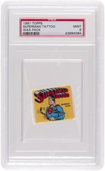 1961 TOPPS SUPERMAN TATTOO GUM WAX PACK HIGH GRADE PSA 9 MINT (POP 1 OF 1).