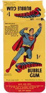 1948 FO-LEE SUPERMAN BUBBLE GUM DIE-CUT BOX LID PANEL.