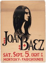 JOAN BAEZ, BOB DYLAN MONTEREY, CA 1964 CONCERT POSTER.