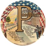McKINLEY "PATRIOTISM PROSPERITY" STRIKING 1900 CAMPAIGN BUTTON.