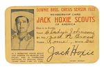 "JACK HOXIE SCOUTS OF AMERICA MEMBERSHIP CARD."