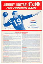 "JOHNNY UNITAS' 1ST & 10 PRO FOOTBALL GAME" CROWN GASOLINE PREMIUM.