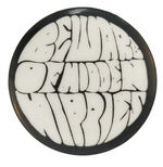 RARE PSYCHEDELIC LETTERING BUTTON STATES “BEWARE OF HIDDEN HIPPIES.”