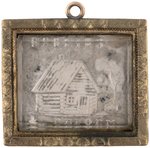 HARRISON REFORM LOG CABIN & HARD CIDER BARREL 1840 CAMPAIGN BROOCH.