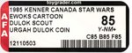 STAR WARS: EWOKS (1985) - DULOK SCOUT AFA 85 Y-NM+ (URGAH DULOK COIN, KENNER CANADA).