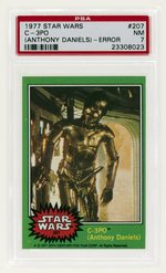 1977 STAR WARS #207 CARD C-3PO (ANTHONY DANIELS) ERROR PSA 7 NM.