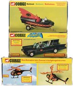 BATMOBILE, BATBOAT ON TRAILER & BATCOPTER BOXED CORGI TRIO.