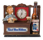 "PABST BLUE RIBBON" BEER DISPLAY WITH CLOCK.