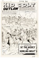 GUNSMOKE WESTERN #60 KID COLT OUTLAW ORIGINAL ART SIX PAGE COMPLETE CHAPTER BY JACK KELLER.