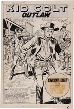 GUNSMOKE WESTERN #48 KID COLT OUTLAW ORIGINAL ART COMPLETE SIX PAGE STORY BY JACK KELLER.