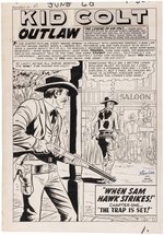 GUNSMOKE WESTERN #60 KID COLT OUTLAW ORIGINAL ART SEVEN PAGE COMPLETE CHAPTER BY JACK KELLER.