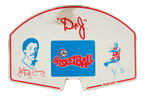 JULIUS "DR.  J" ERVING ENDORSED BACKBOARD WITH PROMO PAPERS.