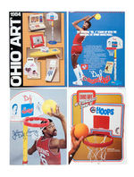 JULIUS "DR.  J" ERVING ENDORSED BACKBOARD WITH PROMO PAPERS.