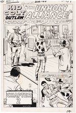 KID COLT OUTLAW #95 ORIGINAL ART FOUR STORY PAGES BY JACK KELLER.