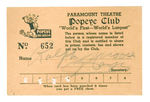 "POPEYE CLUB" MOVIE THEATER MEMBERSHIP CARD.