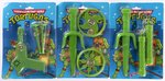 TEENAGE MUTANT NINJA TURTLES "TEENAGE MUTANT HERO TORTUGAS" CARDED SPANISH WEAPON SET TRIO.