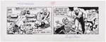 THE PHANTOM ORIGINAL ART DAILY STRIP TRIO BY GEORGE OLESEN & KEITH WILLIAMS.