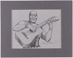 THE PHANTOM ORIGINAL ART PENCILS OF THE PHANTOM ON GUITAR BY ANDRÉ LeBLANC.