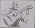 THE PHANTOM ORIGINAL ART PENCILS OF THE PHANTOM ON GUITAR BY ANDRÉ LeBLANC.