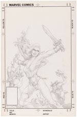 RED SONJA VOL.3 ISSUE #12 ORIGINAL ART COVER PRELIMINARY DESIGN PENCIL PAIR BY MARY WILSHIRE.