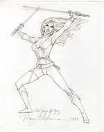 RED SONJA VOL.3 ISSUE #12 ORIGINAL ART COVER PRELIMINARY DESIGN PENCIL PAIR BY MARY WILSHIRE.