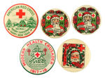 "AMERICAN RED CROSS" 5 CHRISTMAS BUTTONS INCLUDING THEIR FIRST.