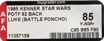 STAR WARS: THE POWER OF THE FORCE (1985) - LUKE SKYWALKER (BATTLE PONCHO) 92 BACK AFA 85 Y-NM+.