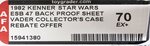 STAR WARS: THE EMPIRE STRIKES BACK (1982) - DARTH VADER COLLECTOR'S CASE (REBATE OFFER) PROOF SHEET AFA 70 EX+.