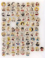 KELLOGG'S PEP CEREAL 1945-1947  HIGH GRADE SET OF 86 COMIC STRIP CHARACTERS BUTTONS.