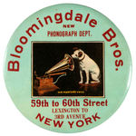 RCA VICTOR "HIS MASTER'S VOICE" EARLY RECORD BRUSH PICTURING NIPPER & PROMOTING BLOOMINGDALES.